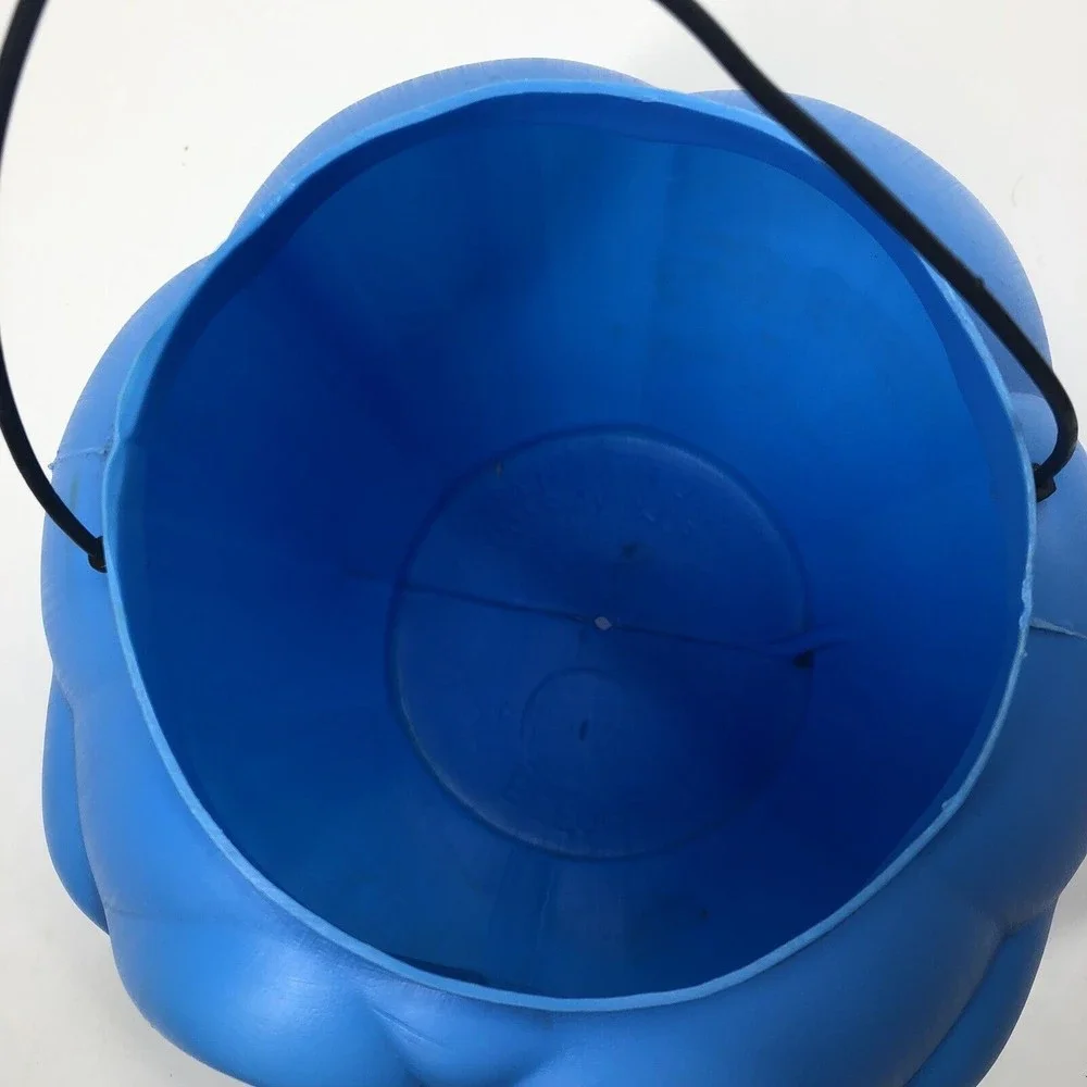 Vintage Blue Halloween Jack O Lantern Pumpkin Bucket Blow Mold General Foam